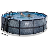 Exit Toys Stone pool ø427x122cm with filter pump - grey Piscina con bordi Piscina rotonda 14758 L Grigio grigio, 14758 L, Piscina con bordi, Bambini e adulti, 7 persona(e), Scala, Impermeabile