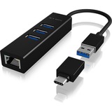 ICY BOX IB-HUB1419-LAN USB 3.2 Gen 1 (3.1 Gen 1) Type-A Nero, Hub USB Nero, USB 3.2 Gen 1 (3.1 Gen 1) Type-A, 10,100,1000 Mbit/s, IEEE 802.1Q, IEEE 802.1p, IEEE 802.3, IEEE 802.3az, IEEE 802.3u, IEEE 802.3x, Nero, RJ-45, USB 3.2 Gen 1 (3.1 Gen 1) Type-A, Alluminio