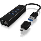 ICY BOX IB-HUB1419-LAN, Hub USB Nero