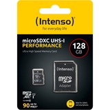 Intenso 3424491 memoria flash 128 GB MicroSD UHS-I Classe 10 Nero, 128 GB, MicroSD, Classe 10, UHS-I, Class 1 (U1), A prova di temperatura, Resistente agli urti, Impermeabile, A prova di raggi X