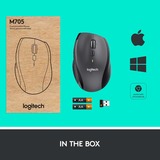 Logitech Customizable M705 mouse Mano destra RF Wireless Ottico 1000 DPI antracite, Mano destra, Ottico, RF Wireless, 1000 DPI, Antracite