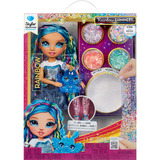 MGA Entertainment Rainbow Shimmers with Slime Fashion Doll - Skyler (blue), Bambola Rainbow High Rainbow Shimmers with Slime Fashion Doll - Skyler (blue), Bambola alla moda, Femmina, 4 anno/i, Bambino/Bambina, 280 mm, Multicolore