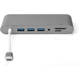 Digitus Docking station universale, USB Type-C™ grigio, USB Type-C™, Cablato, USB 3.2 Gen 1 (3.1 Gen 1) Type-C, 60 W, 10,100,1000 Mbit/s, Grigio, MMC, MicroSD (TransFlash), MicroSDHC, MicroSDXC