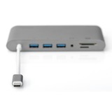 Digitus Docking station universale, USB Type-C™ grigio, USB Type-C™, Cablato, USB 3.2 Gen 1 (3.1 Gen 1) Type-C, 60 W, 10,100,1000 Mbit/s, Grigio, MMC, MicroSD (TransFlash), MicroSDHC, MicroSDXC