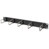 Digitus Pannello di gestione cavi con staffe d’acciaio per armadi 482,6 mm (19”), 1HE Nero, 6 mm (19”), 1HE, Pannello di gestione del cavo, Nero, Acciaio, 1U, Ovale, Cina
