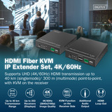 Digitus Set extender KVM IP in fibra HDMI, Switch KVM Nero