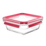 Emsa CLIP & CLOSE N1041400 recipiente per cibo Quadrato Scatola 0,8 L Trasparente 1 pz trasparente/Rosso, Scatola, Quadrato, 0,8 L, Trasparente, Vetro, 420 °C