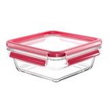 Emsa CLIP & CLOSE N1041400 recipiente per cibo Quadrato Scatola 0,8 L Trasparente 1 pz, Casella trasparente/Rosso, Scatola, Quadrato, 0,8 L, Trasparente, Vetro, 420 °C