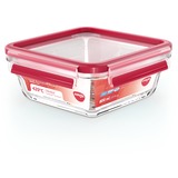 Emsa CLIP & CLOSE N1041400 recipiente per cibo Quadrato Scatola 0,8 L Trasparente 1 pz, Casella trasparente/Rosso, Scatola, Quadrato, 0,8 L, Trasparente, Vetro, 420 °C