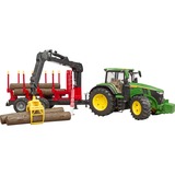 bruder John Deere 7R 350 con rimorchio forestale, Veicolo modello verde/Rosso