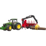 bruder John Deere 7R 350 con rimorchio forestale, Veicolo modello verde/Rosso