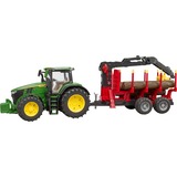 bruder John Deere 7R 350 con rimorchio forestale, Veicolo modello verde/Rosso
