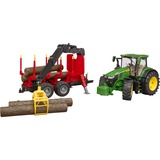 bruder John Deere 7R 350 con rimorchio forestale, Veicolo modello verde/Rosso