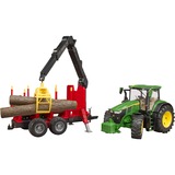 bruder John Deere 7R 350 con rimorchio forestale, Veicolo modello verde/Rosso