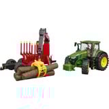 bruder John Deere 7R 350 con rimorchio forestale, Veicolo modello verde/Rosso