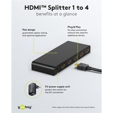 goobay Splitter HDMI 1 a 4 (4K @ 30Hz) Nero