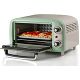 Ariete 3919 Forno Elettrico Vintage, 800W, Capacità 10L, Doppio vetro, Retrò, Verde, Mini forno bianco/verde chiaro, 800W, Capacità 10L, Doppio vetro, Retrò, Verde, 10 L, Verde, Libera installazione, Manopola, 90 - 230 °C, Verde
