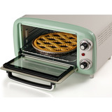 Ariete 3919 Forno Elettrico Vintage, 800W, Capacità 10L, Doppio vetro, Retrò, Verde, Mini forno bianco/verde chiaro, 800W, Capacità 10L, Doppio vetro, Retrò, Verde, 10 L, Verde, Libera installazione, Manopola, 90 - 230 °C, Verde