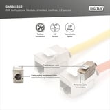 Digitus Modulo Keystone CAT 6A schermato senza attrezzi 12 pz., Modulo di Keystone 