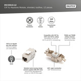 Digitus Modulo Keystone CAT 6A schermato senza attrezzi 12 pz., Modulo di Keystone 