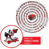 EINHELL TE-MS 18/210 Li-Solo 3000 Giri/min, Sega mitra/Troncatrice rosso/Nero, 3000 Giri/min, 104,2 dB, 91,2 dB, 3 dB, Batteria, Ioni di Litio