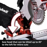 EINHELL TE-MS 18/210 Li-Solo 3000 Giri/min, Sega mitra/Troncatrice rosso/Nero, 3000 Giri/min, 104,2 dB, 91,2 dB, 3 dB, Batteria, Ioni di Litio