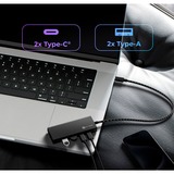 ICY BOX IB-HUB1436-CPD Cablato USB 3.2 Gen 2 (3.1 Gen 2) Type-A Nero, Hub USB Nero, Cablato, USB 3.2 Gen 2 (3.1 Gen 2) Type-A, 100 W, Nero, 10 Gbit/s, Alluminio