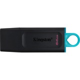 Kingston DataTraveler Exodia unità flash USB 64 GB USB tipo A 3.2 Gen 1 (3.1 Gen 1) Nero Nero/Turchese, 64 GB, USB tipo A, 3.2 Gen 1 (3.1 Gen 1), Cuffia, 11 g, Nero