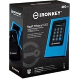 Kingston IronKey 960GB Vault Privacy 80 XTS-AES 256-bit SSD esterno crittografato, Disco a stato solido blu/Nero, 960 GB, USB tipo-C, 3.2 Gen 1 (3.1 Gen 1), 250 MB/s, Protezione della password, Blu
