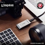 Kingston XS2000 500 GB Nero, Argento, Disco a stato solido argento/Nero, 500 GB, USB tipo-C, 3.2 Gen 2 (3.1 Gen 2), 2000 MB/s, Nero, Argento