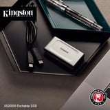 Kingston XS2000 500 GB Nero, Argento, Disco a stato solido argento/Nero, 500 GB, USB tipo-C, 3.2 Gen 2 (3.1 Gen 2), 2000 MB/s, Nero, Argento