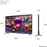 LG UHD AI 86UA75006LA 2,18 m (86") 4K Ultra HD Smart TV Wi-Fi Nero, Televisore LED Nero, 2,18 m (86"), 3840 x 2160 Pixel, LED, Smart TV, Wi-Fi, Nero
