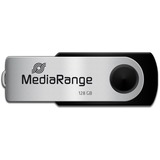 MediaRange MR913 unità flash USB 128 GB USB tipo A 2.0 Nero, Argento Nero/Argento, 128 GB, USB tipo A, 2.0, 10 MB/s, Girevole, Nero, Argento