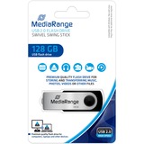 MediaRange MR913 unità flash USB 128 GB USB tipo A 2.0 Nero, Argento Nero/Argento, 128 GB, USB tipo A, 2.0, 10 MB/s, Girevole, Nero, Argento