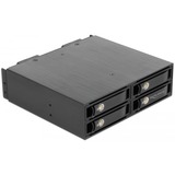 DeLOCK 47235 pannello drive bay 13,3 cm (5.25") Vassoio per unità di memorizzazione Nero, Telaio di montaggio Nero, 13,3 cm (5.25"), Vassoio per unità di memorizzazione, NVMe, 2.5", Nero, Alluminio