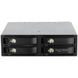 DeLOCK 47235 pannello drive bay 13,3 cm (5.25") Vassoio per unità di memorizzazione Nero, Telaio di montaggio Nero, 13,3 cm (5.25"), Vassoio per unità di memorizzazione, NVMe, 2.5", Nero, Alluminio