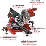 EINHELL Sega a batteria con taglio a trazione e a ingletto TE-SM 36/8 L Li-Solo, 36 Volt (2x18V), Sega mitra/Troncatrice rosso