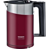 Siemens TW86104P bollitore elettrico 1,5 L 2400 W Nero, Rosso, Acciaio inossidabile rosso scuro/in acciaio inox, 1,5 L, 2400 W, Nero, Rosso, Acciaio inossidabile, Plastica, Acciaio inossidabile, Termostato regolabile, Indicatore del livello dell'acqua