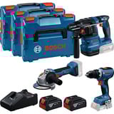Bosch Set professionale 18V, GBH 18V-22 + GSR 18V-65 + GWS 18V-8 Professional, Set di strumenti blu