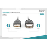 Digitus Cavo di prolunga USB 2.0, connettore USB-A > presa USB-A Nero