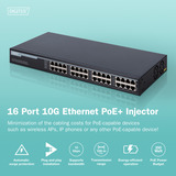 Digitus Iniettore PoE+ Ethernet 10G a 16 porte, 802.3at 250 W 