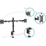 Digitus Porta monitor universale doppio con fissaggio a incastro Nero, Morsa, 8 kg, 38,1 cm (15"), 81,3 cm (32"), 100 x 100 mm, Nero