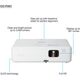 Epson CO-FH01 3000 ANSI lumen 3LCD 1080p (1920x1080) Bianco, Proiettore LCD bianco, 3000 ANSI lumen, 3LCD, 1080p (1920x1080), 16:9, 660,4 - 9931,4 mm (26 - 391"), 0,9 - 10,4 m
