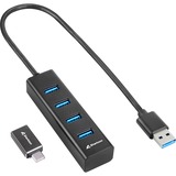Sharkoon Hub in alluminio USB 3.2 Gen 1 a 4 porte, Hub USB Nero
