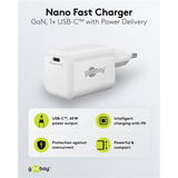goobay Caricatore rapido USB-C PD GaN Nano 65 W, Caricabatterie bianco
