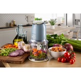 Ariete 438, Tritatutto Vintage, Chopper e Tritaghiaccio, 2 velocità, 4 lame in Acciaio Inox, Tazza graduata 600 ml, 400 W, BeigeTritatutto a 2 velocità , 2 pulsanti e 4 lame in Acciaio Inox. Tritaverdure e Tritaghiaccio. Tazza graduata da 600ml., Trituratore celeste/crema