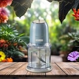 Ariete 438, Tritatutto Vintage, Chopper e Tritaghiaccio, 2 velocità, 4 lame in Acciaio Inox, Tazza graduata 600 ml, 400 W, BeigeTritatutto a 2 velocità , 2 pulsanti e 4 lame in Acciaio Inox. Tritaverdure e Tritaghiaccio. Tazza graduata da 600ml., Trituratore celeste/crema