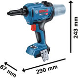 Bosch Rivettatrice a batteria GRG 18V-16 C Professional solo, 18Volt, Pistola di ribattino blu/Nero, Vendita al dettaglio