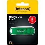 Intenso Rainbow Line unità flash USB 8 GB USB tipo A 2.0 Verde verde, 8 GB, USB tipo A, 2.0, 28 MB/s, Cuffia, Verde