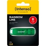 Intenso Rainbow Line unità flash USB 8 GB USB tipo A 2.0 Verde, Chiavetta USB verde, 8 GB, USB tipo A, 2.0, 28 MB/s, Cuffia, Verde